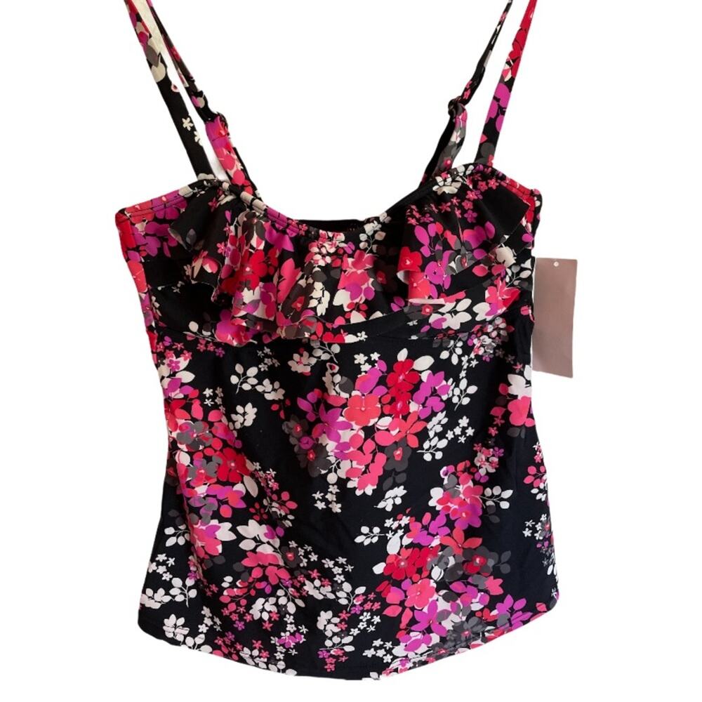 Island Escape Ditzy Daze Pink Floral Tankini Top Small